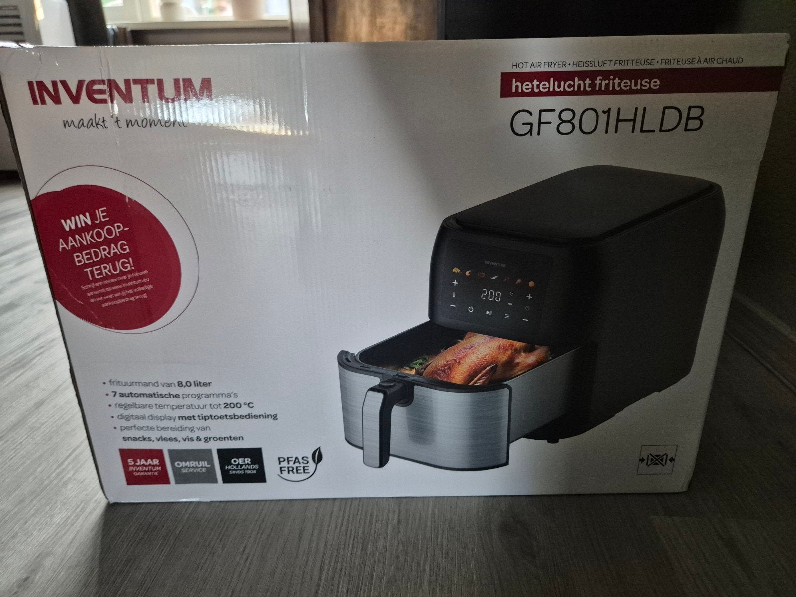 Inventum GF801HLDB Heteluchtfriteuse, 4 liter of meer, Ophalen, Nieuw