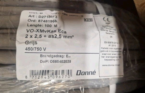 Donne xmvk-as 2x2.5mm2 4x2.5mm2 grondkabel kabel, Ophalen, Nieuw, Kabel of Snoer