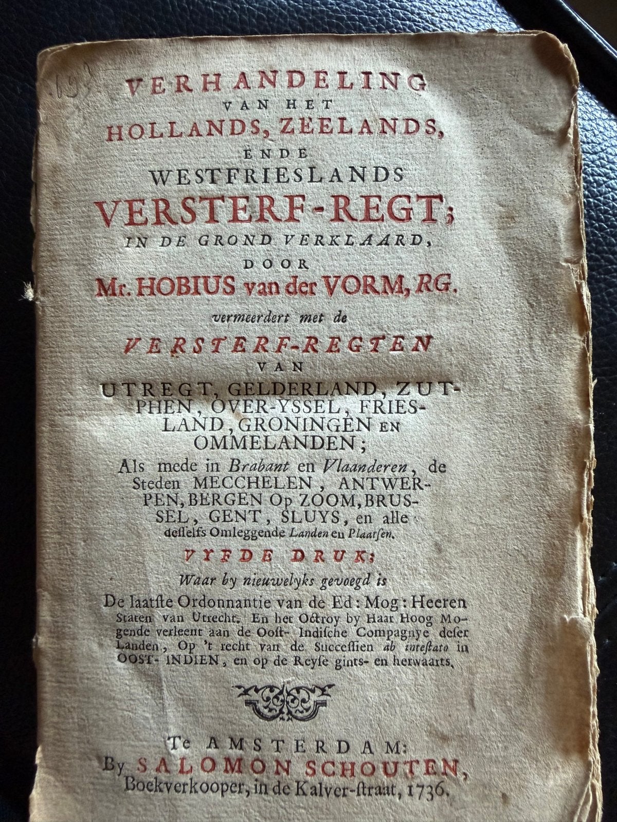 Verhandeling Hollands, Zeelands, Westfrieslands Versterf-Reg, Antiek en Kunst, Ophalen of Verzenden