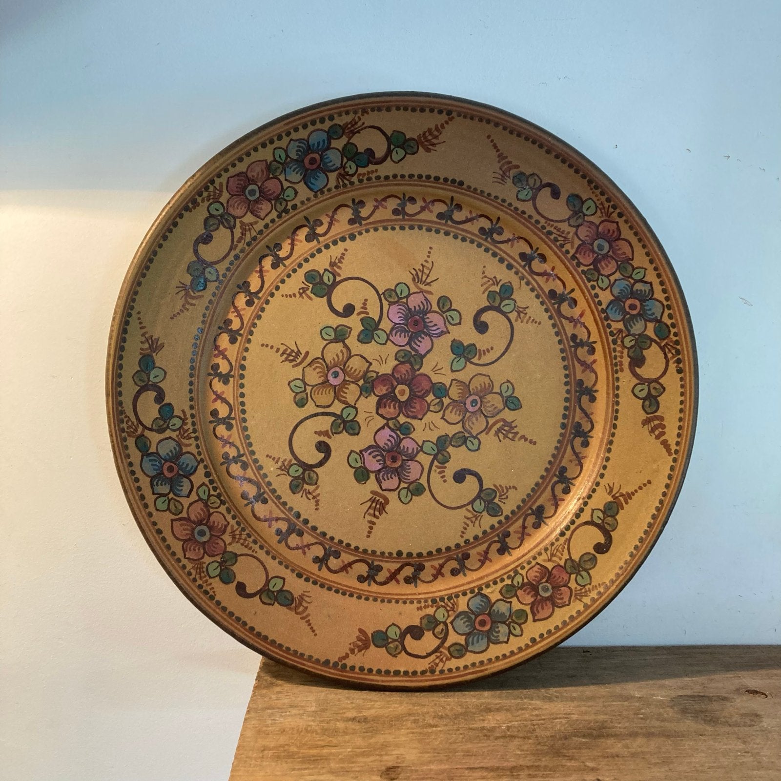 Vintage wandbord/fruitschaal met bloemmotief - 40cm, Antiek en Kunst, Ophalen of Verzenden