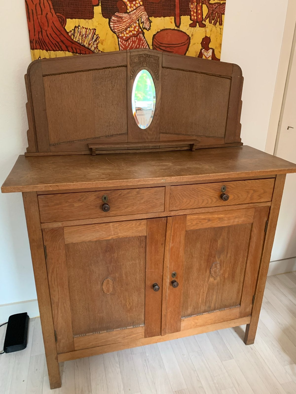 Antiek Eiken Dressoir met Spiegelopzetstuk, Ophalen