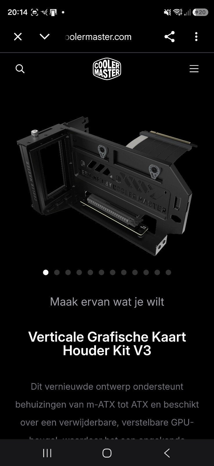 Cooler Master Vertical GPU Houder Kit V3 zwart, Ophalen of Verzenden, Nieuw