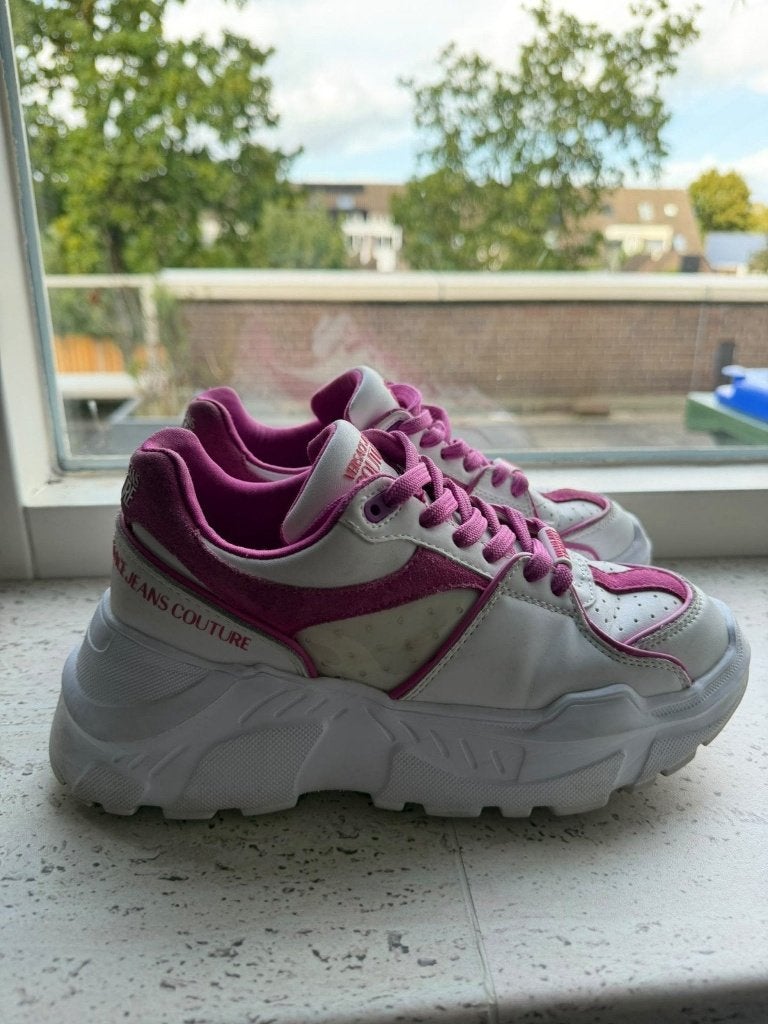 Versace Jeans Couture sneakers - wit/roze - maat 37, Kleding | Dames, Ophalen of Verzenden, Zo goed als nieuw, Wit, Sneakers of Gympen