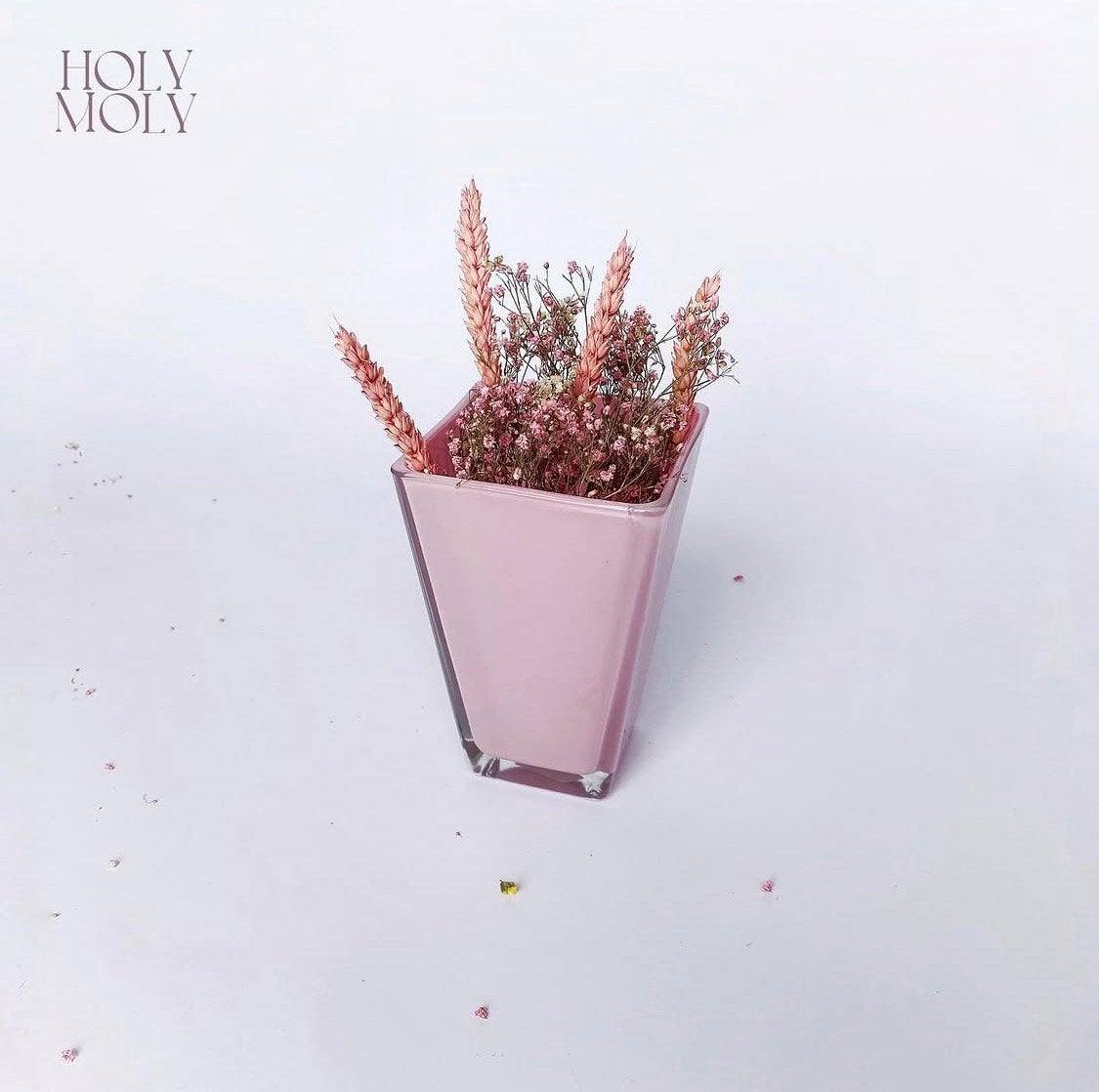 Roze glazen vaasje, Ophalen, Roze, 17 cm, Glas