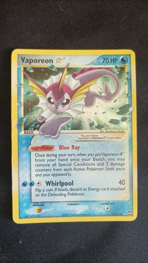 Vaporeon Gold Star (PK 102), Ophalen of Verzenden, Gebruikt, Losse kaart
