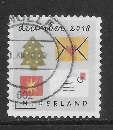 2018, Decemberzegel, Kerstboom/kaarten [3703] (K0916), Ophalen of Verzenden