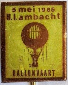 H-I Ambacht 5 mei 1965 speldje ballonvaart, Verzenden, Zo goed als nieuw, Transport, Speldje of Pin