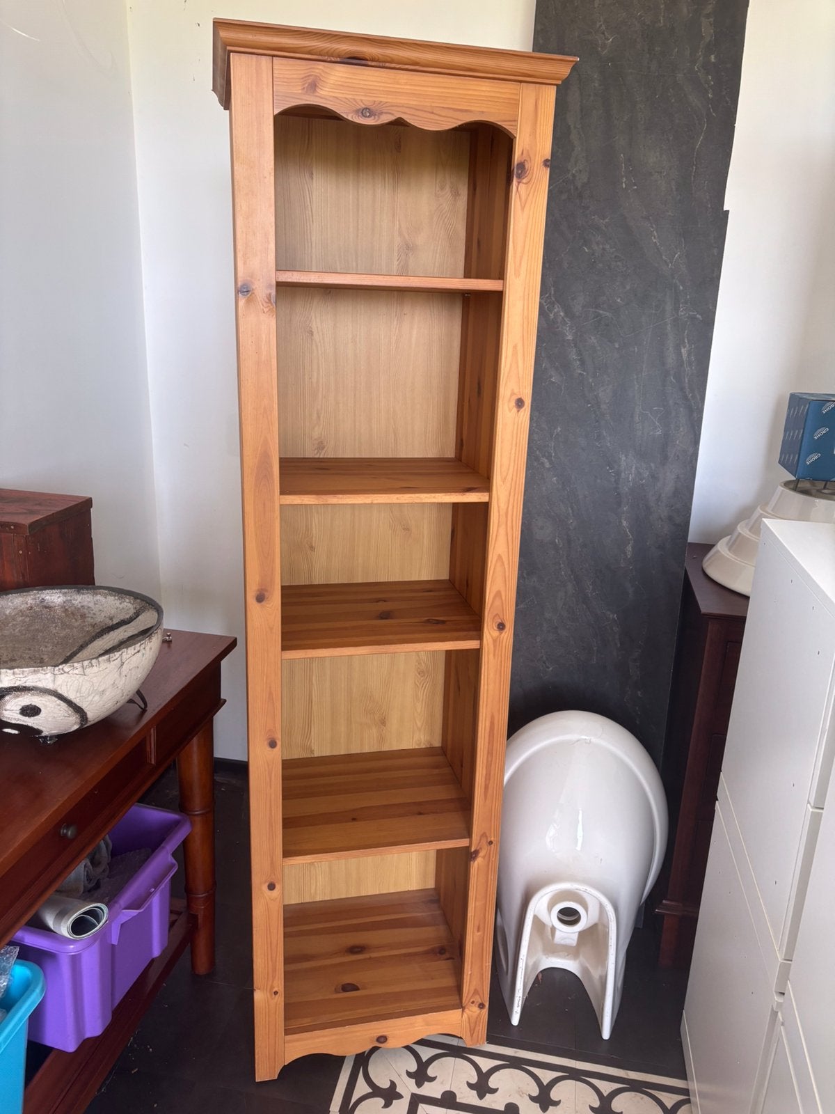 Grenen boeken/badkamerkast, Ophalen, Minder dan 50 cm, Zo goed als nieuw, 150 tot 200 cm