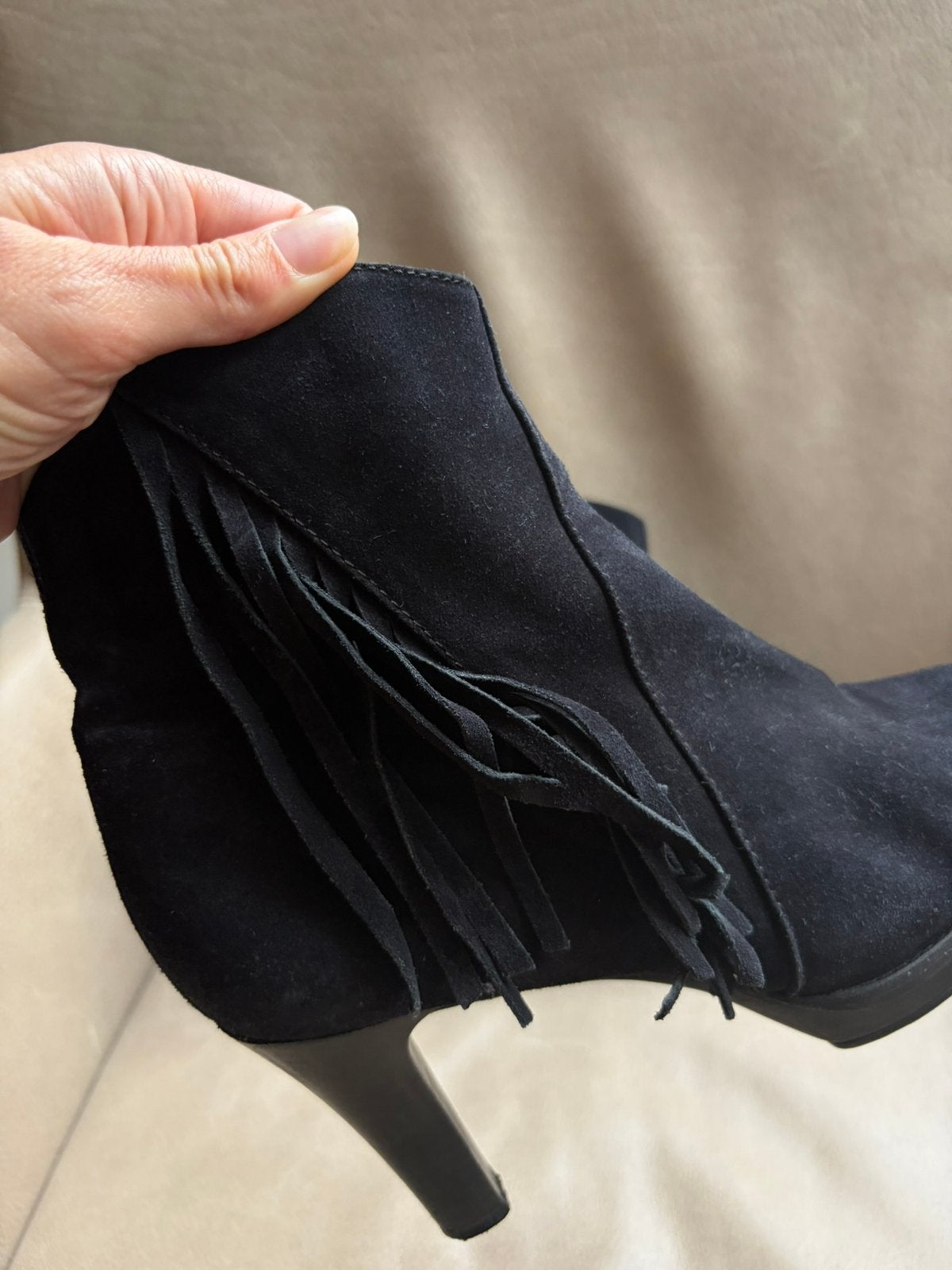 Unisa fringe zwarte laarzen 40 suede boots, Ophalen of Verzenden, Zo goed als nieuw, Zwart, Hoge laarzen