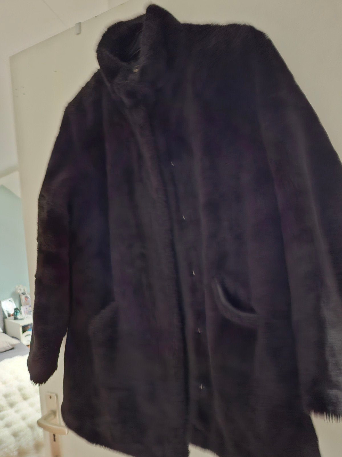 Zwarte faux fur jas, Ophalen, Zo goed als nieuw, Zwart