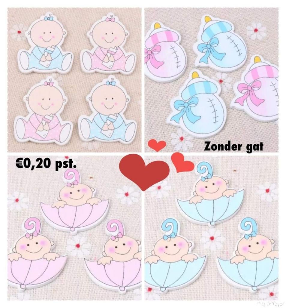 Leuke applicaties voor babyshower decoratie, Roze, Zelfklevend, Overige thema's, Nieuw