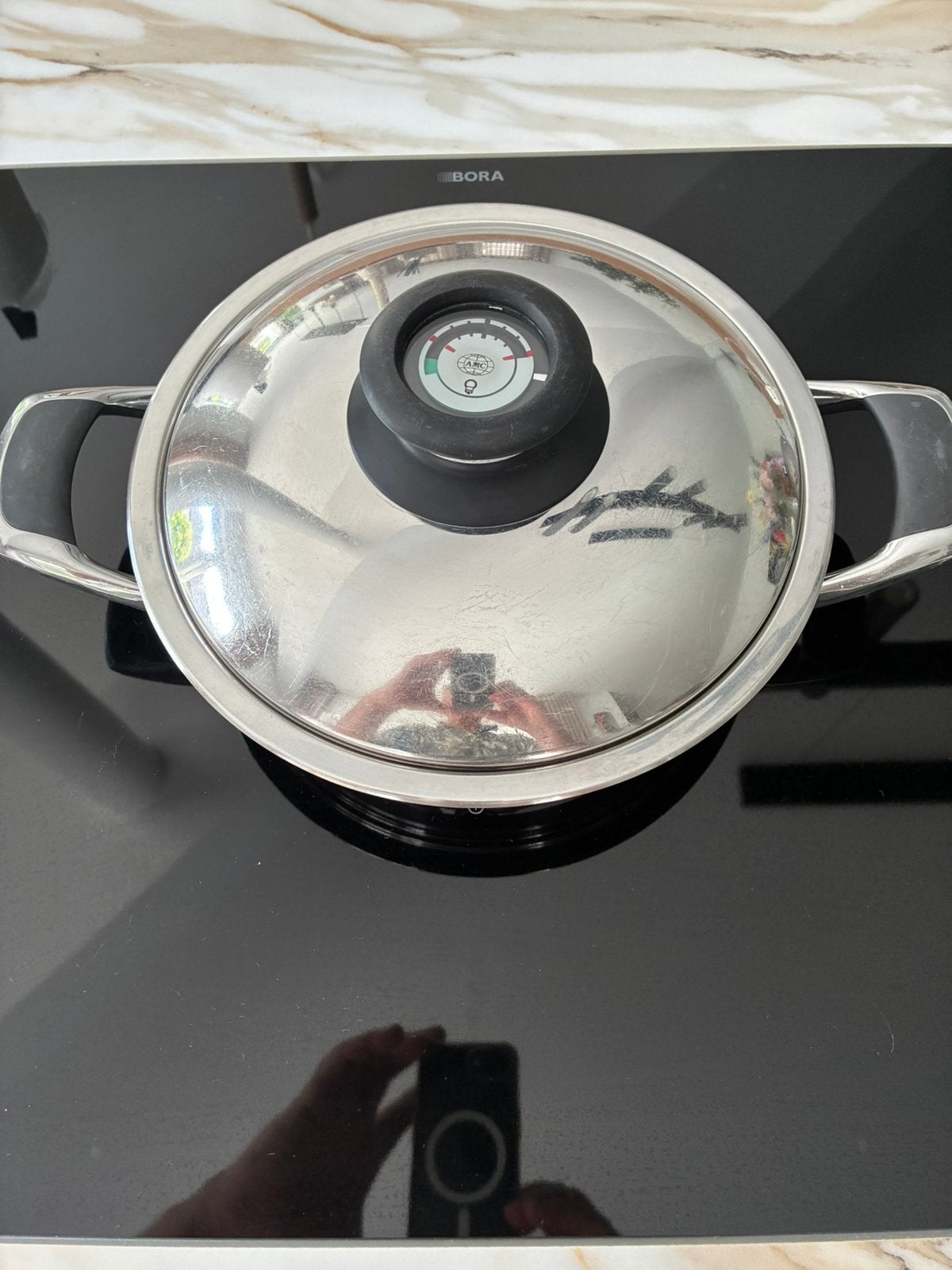 AMC braadpan 24 cm 2,5 liter softline., Gebruikt, Pannenset, Ophalen of Verzenden, Met handvatten