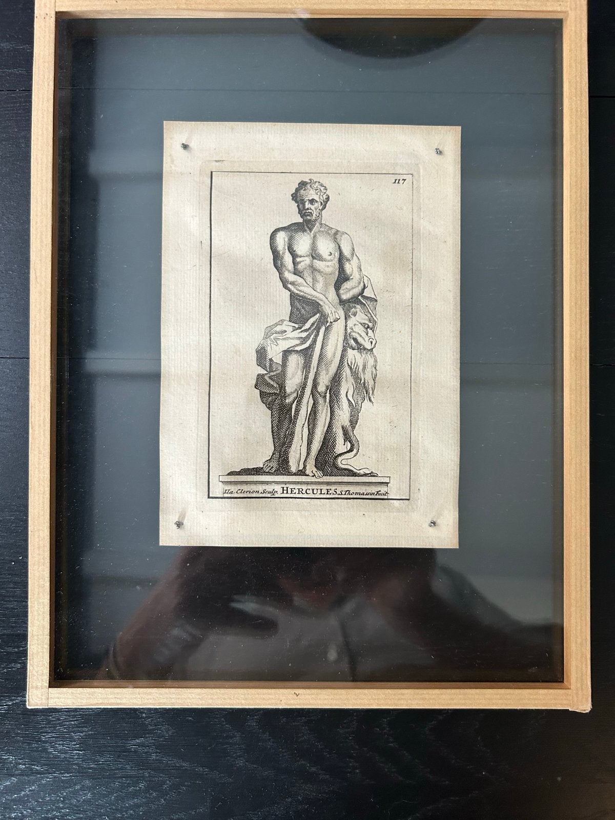 Set van 3 antieke gravures: Hercules, Actis en Amphitrite, Ingelijst, Mythologie, Ophalen of Verzenden, Gravure