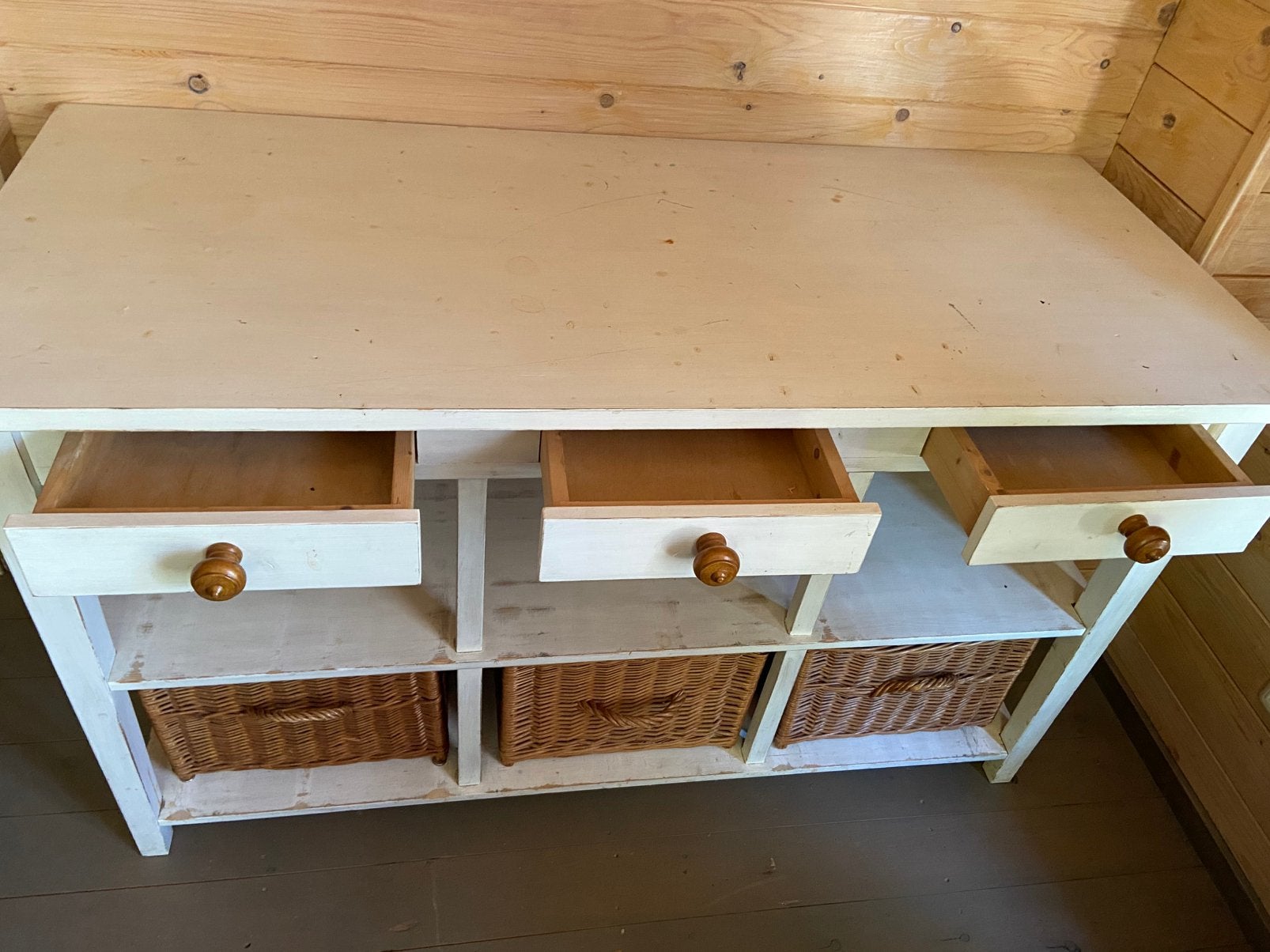 Whitewash commode met manden, Ophalen, 50 tot 70 cm, 100 cm of meer, 90 tot 105 cm