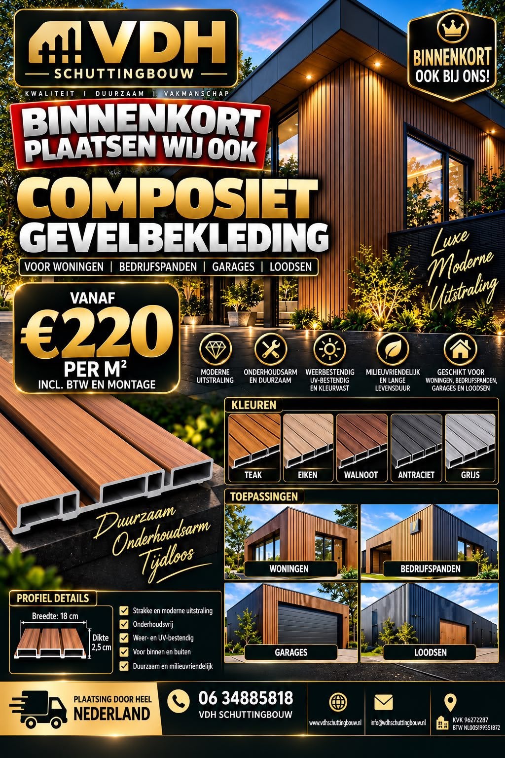Luxe Composiet Gevelbekleding | Vanaf €220,- per m²