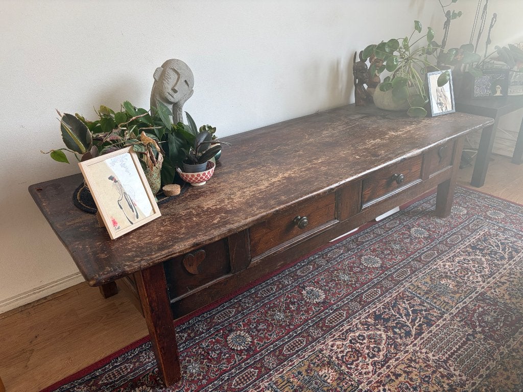 Antiek Spaans Salontafel - Zwaar eikenhout donkerbruin, Antiek en Kunst, Ophalen