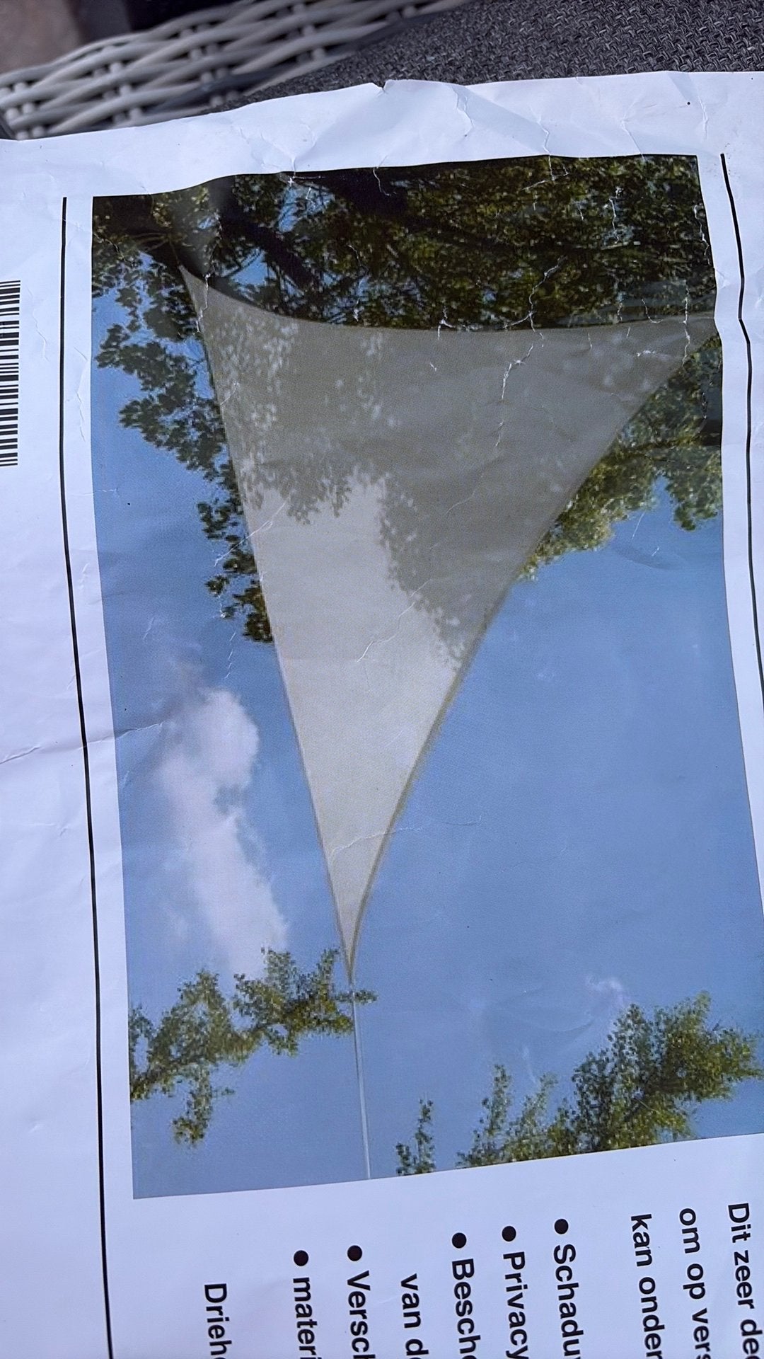 Schaduwdoek, Ophalen, Nieuw