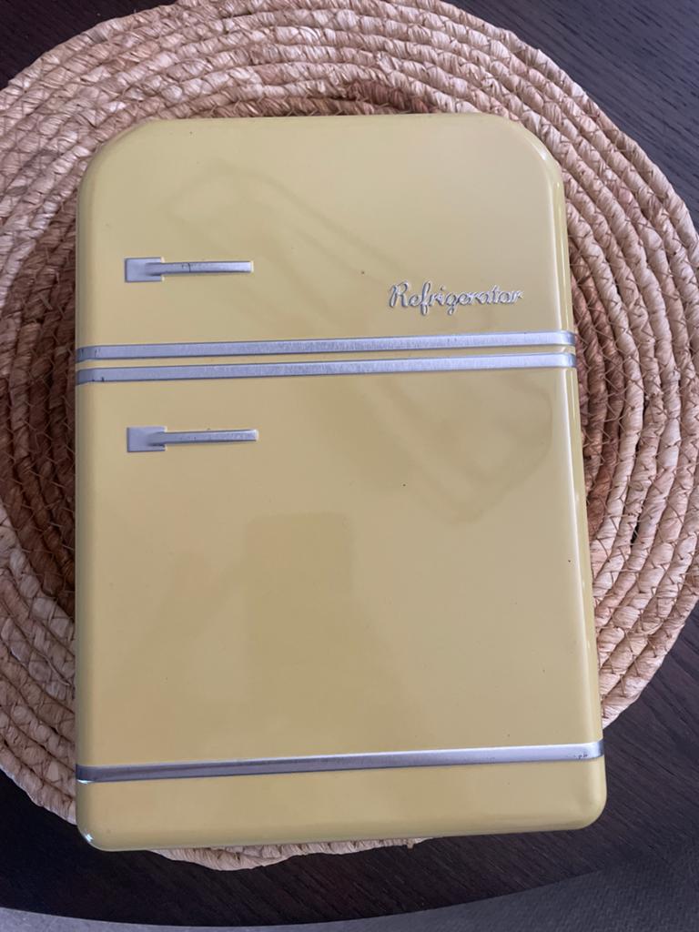 Retro koelkast blik - Geel vintage design, Ophalen, Zo goed als nieuw, Koek(jes), Overige merken