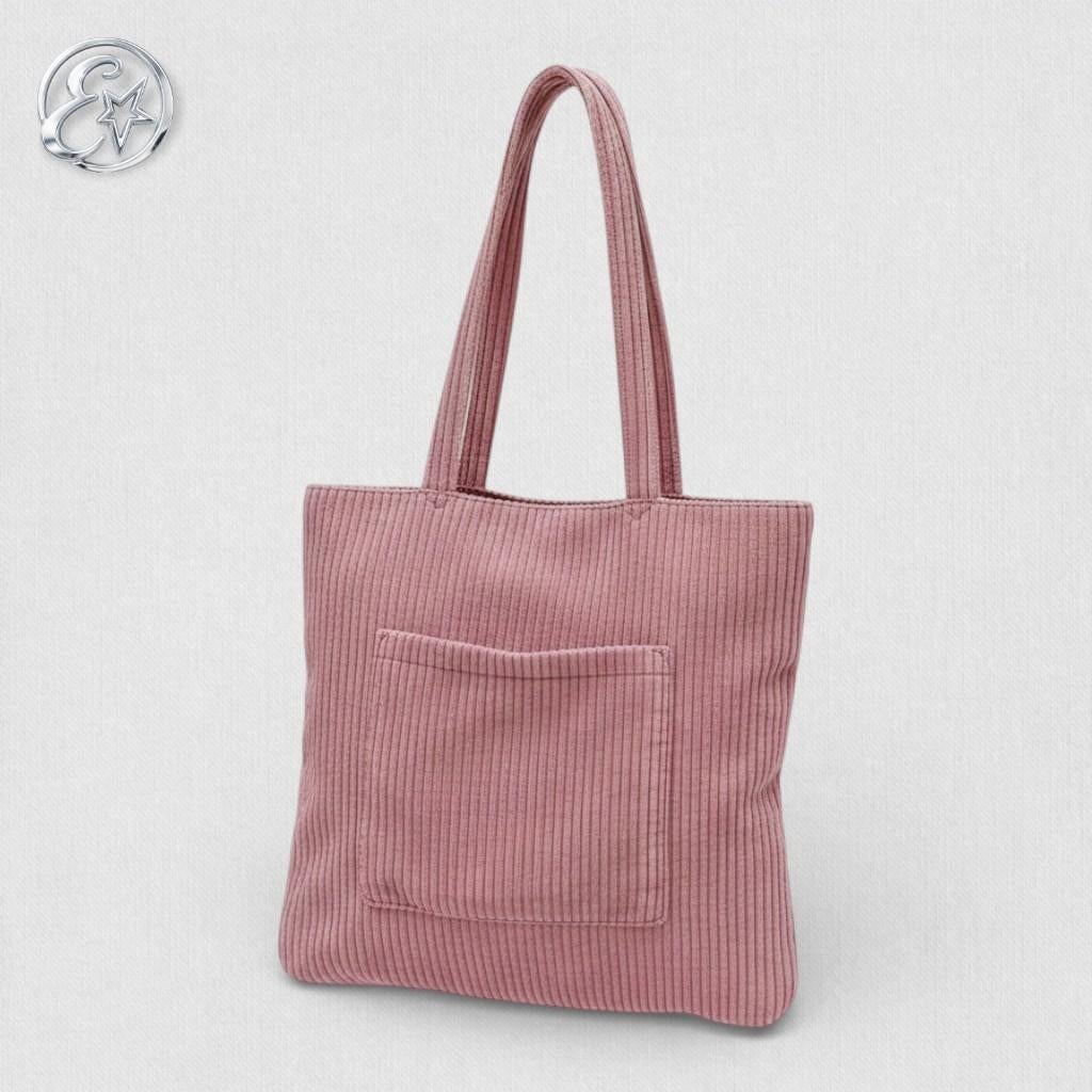 Lichtroze ribfluwelen shopper, Sieraden, Tassen en Uiterlijk, Tassen | Damestassen, Gebruikt, Shopper, Roze, Verzenden