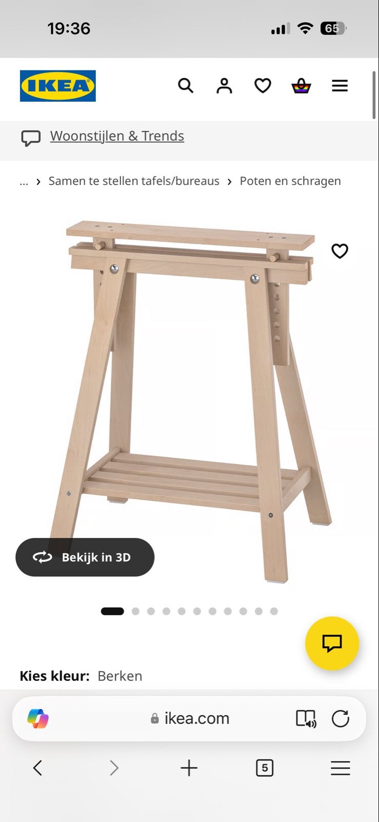 IKEA MITTBACK Schragen - Berkenhout (2 stuks), Ophalen, Zo goed als nieuw