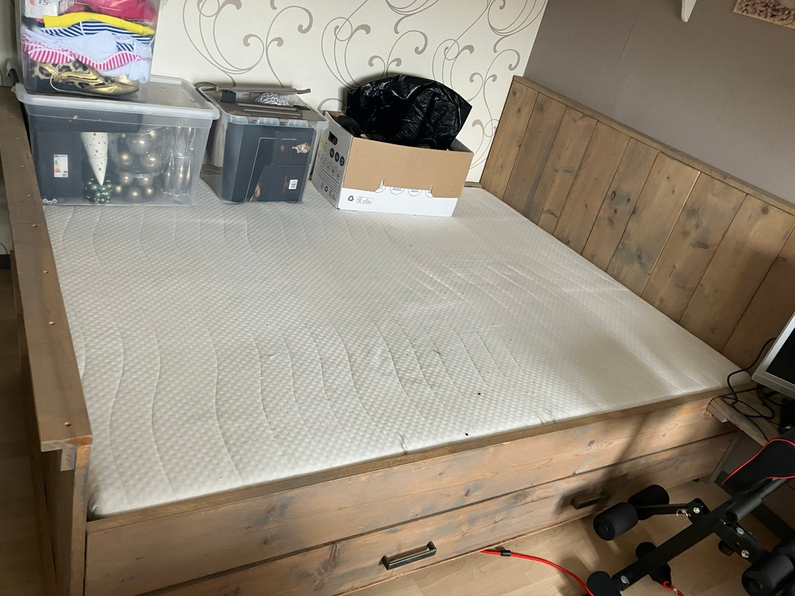 Twee persoonsbed, Gebruikt, Bruin, Tweepersoons, Ophalen of Verzenden