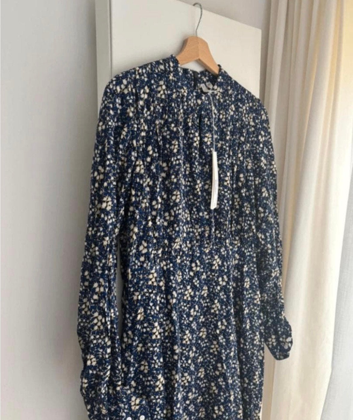 Arket donkerblauw lange jurk bloemen,design maxi dress 34/36, Blauw, Nieuw, Ophalen of Verzenden, Maat 36 (S)