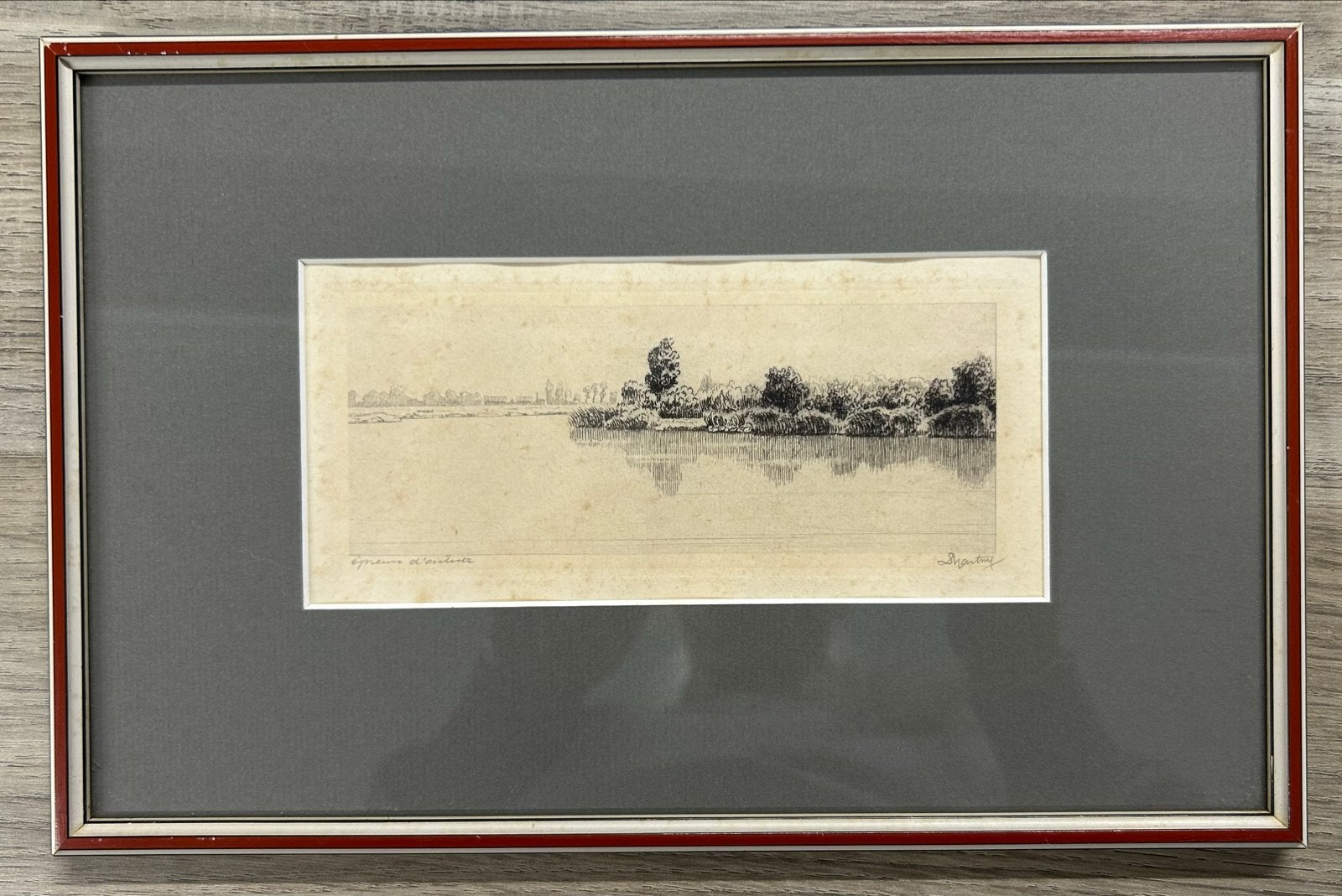 Landschap ets gesigneerd door D. Harting, Ets, 19 cm, Ophalen of Verzenden, Gesigneerd