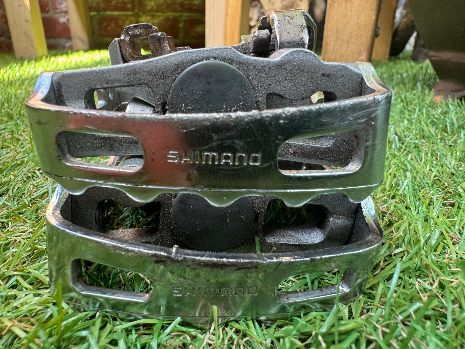 Shimano SPD Pedalen - Gebruikt maar functioneel, Fietsen en Brommers, Fietsonderdelen, Crankstel of Pedalen, Gebruikt, Ophalen of Verzenden