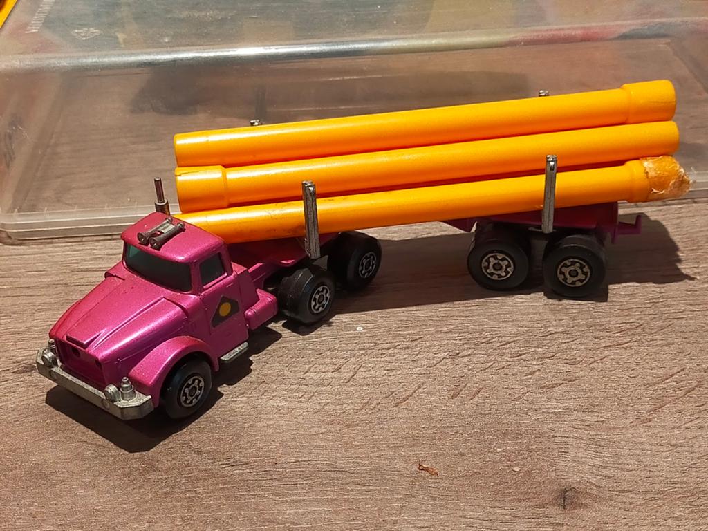 Lesney Matchbox SuperKings K10 Pipe Truck, Hobby en Vrije tijd, Ophalen of Verzenden, Gebruikt, Bus of Vrachtwagen, Matchbox
