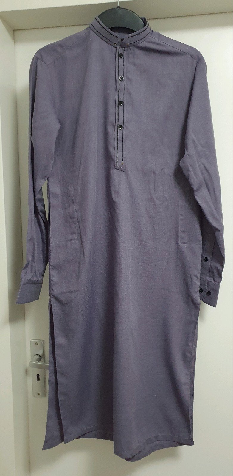 Heren Kurta - Grijs/paars Zwarte Details maat S, Ophalen of Verzenden, Zo goed als nieuw, Onbekend