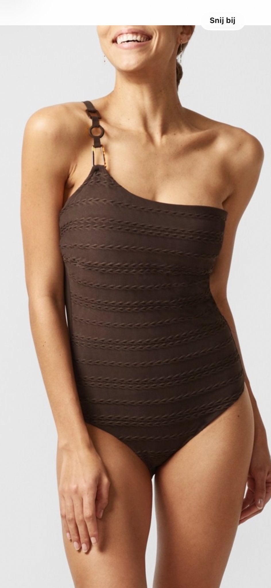 Chantelle Texture One-Shoulder Badpak Bruin 85D Nieuw, Ophalen of Verzenden, Nieuw, Bruin, Badpak