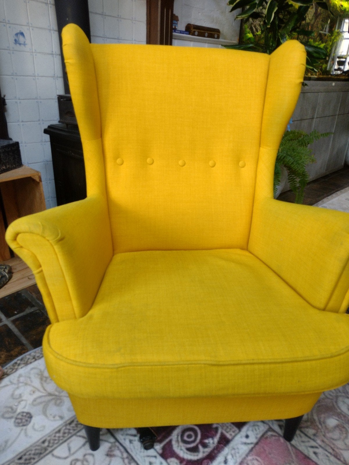 Gratis op te halen- 2x Strandmon fauteuil en footstool, Ophalen, Gebruikt, 75 tot 100 cm, 75 tot 100 cm