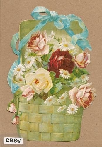 Mand met rozen en lint poezieplaatjes 5115, Ophalen of Verzenden