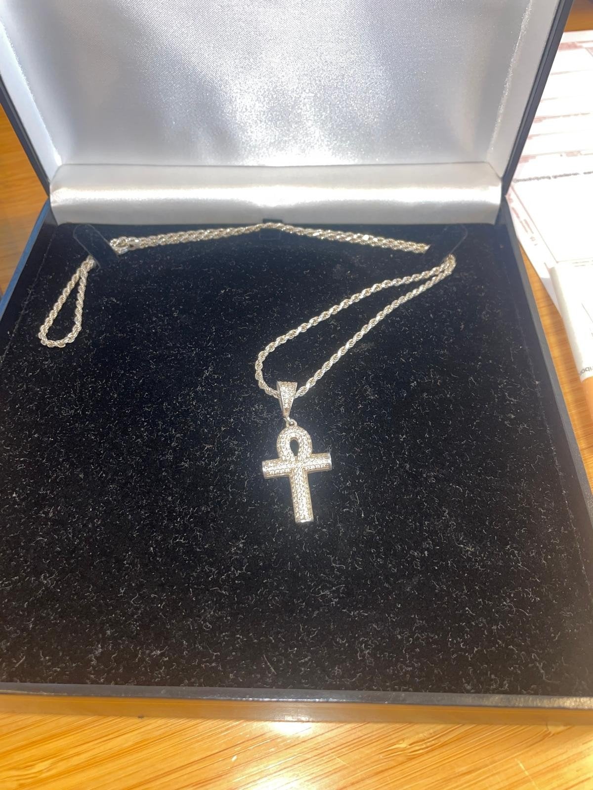 Luckey The Jewler Ankh Kruis Ketting met Zirkonia, Met kristal, Overige materialen, Ophalen of Verzenden, Zo goed als nieuw