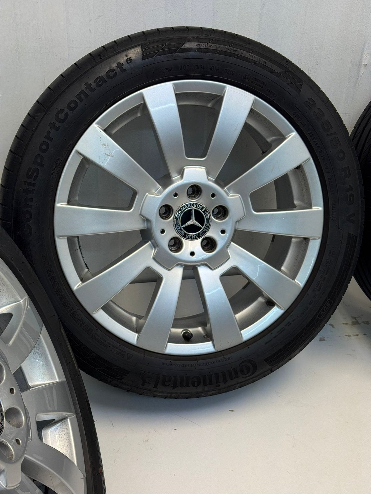 Org. Mercedes GLK 19 inch velgen met zomerbanden 5x112, 19 inch, Gebruikt, 255 mm, Banden en Velgen