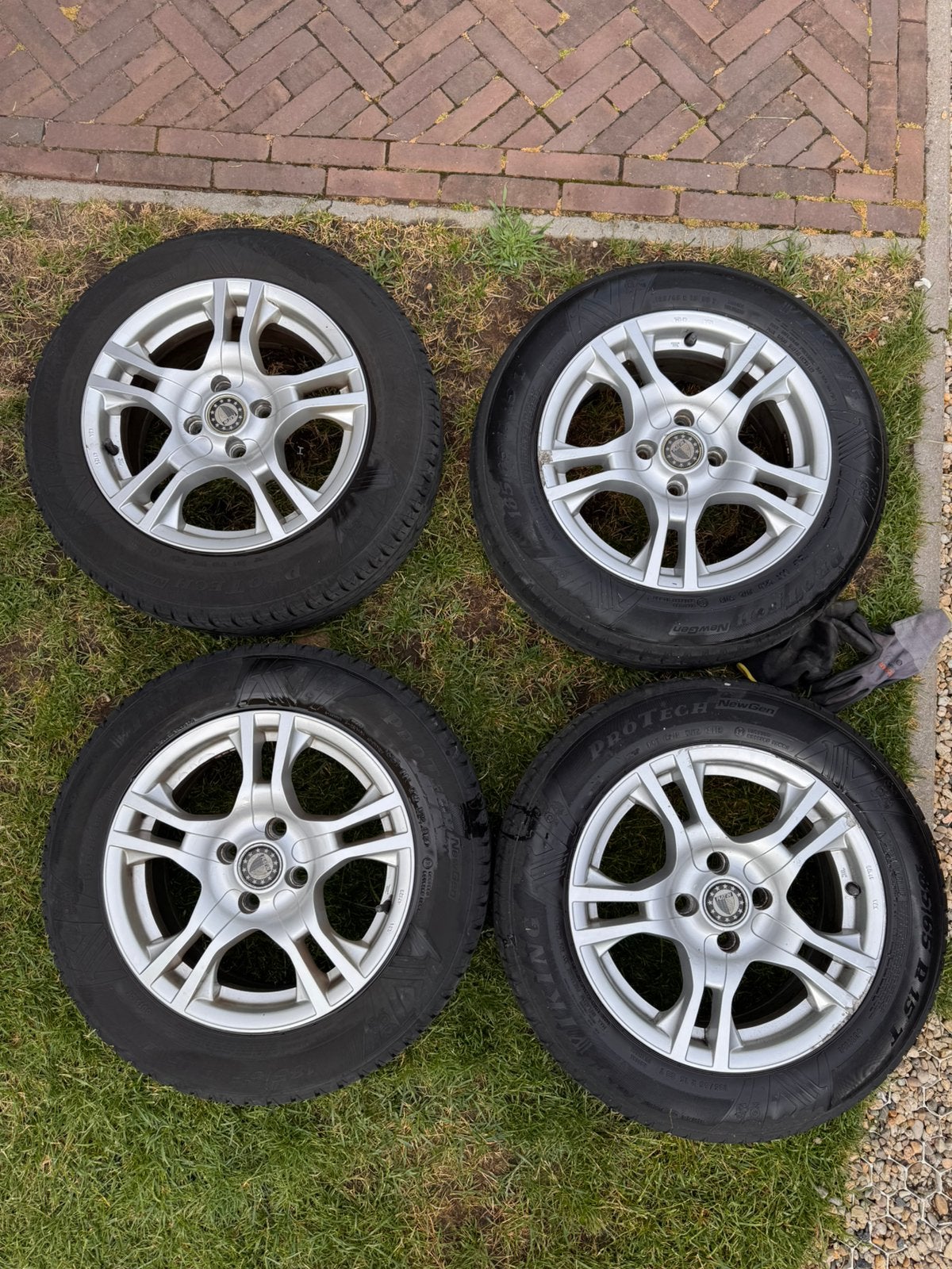Platin P53 velgen met banden 4x100, Auto-onderdelen, Banden en Velgen, Ophalen, Gebruikt, 15 inch, Velg(en)