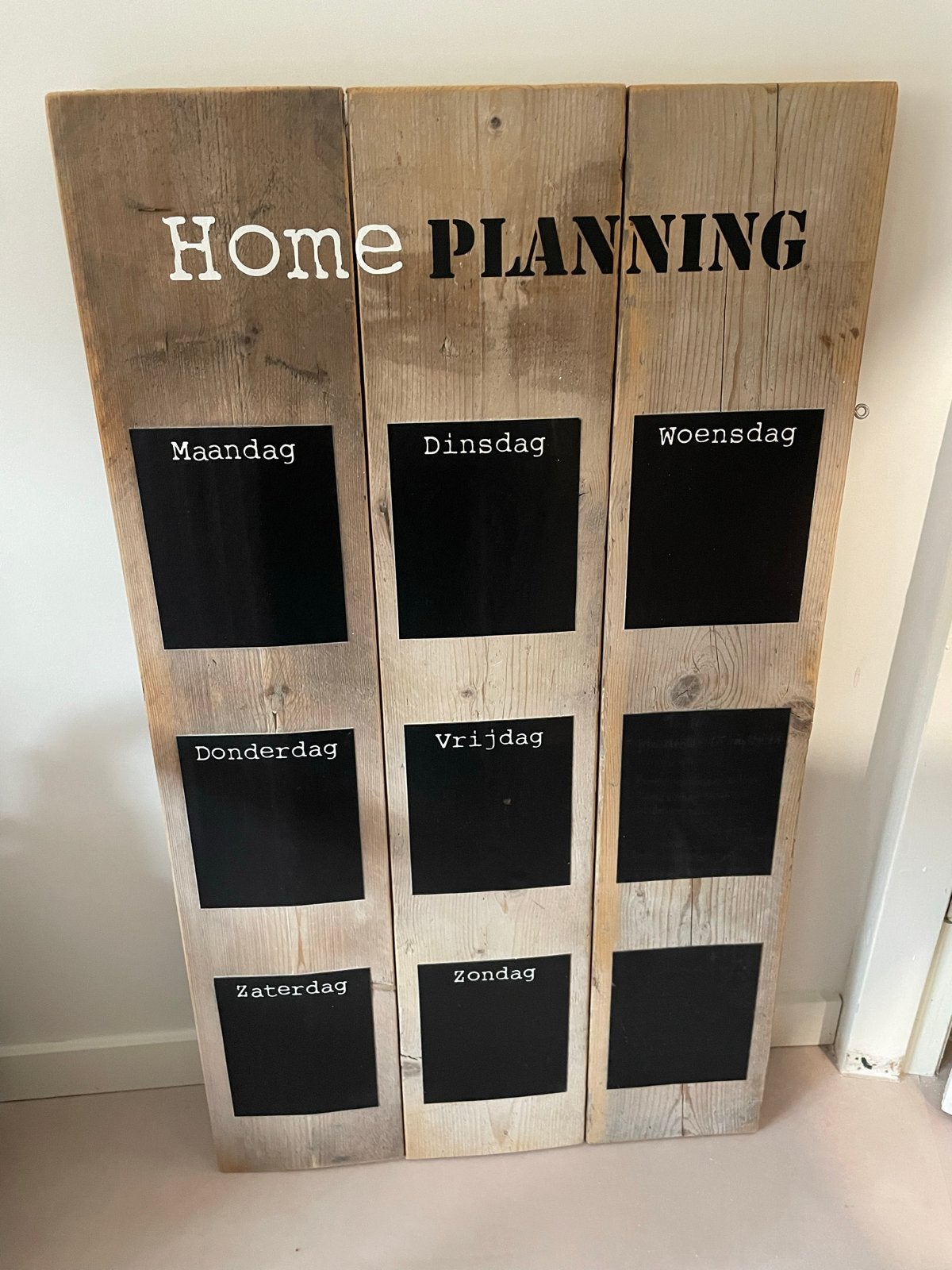 Steigerhout Krijtbord Magnetisch Home Planning 100x58cm, Huis en Inrichting, Ophalen, Gebruikt, Hout, Bruin