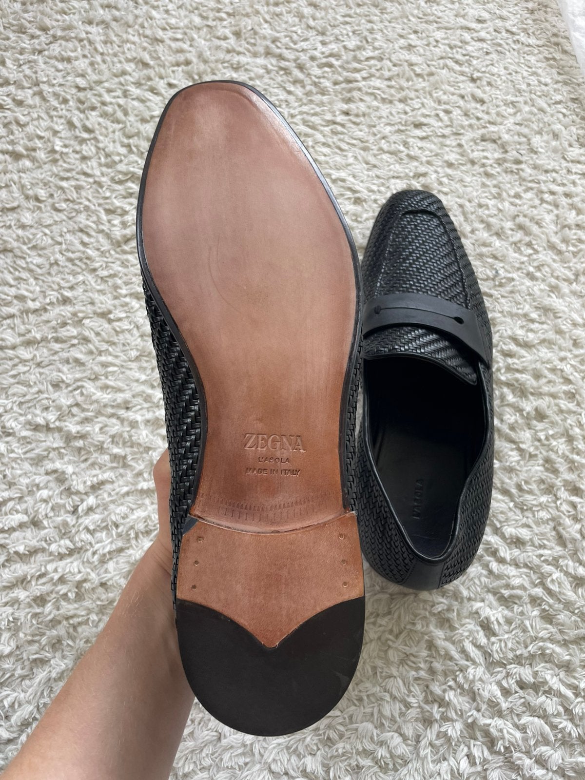 NEW Zegna Black Pelletessuta L'Asola Moccasin, Loafers, Zwart, Nieuw, Ophalen of Verzenden
