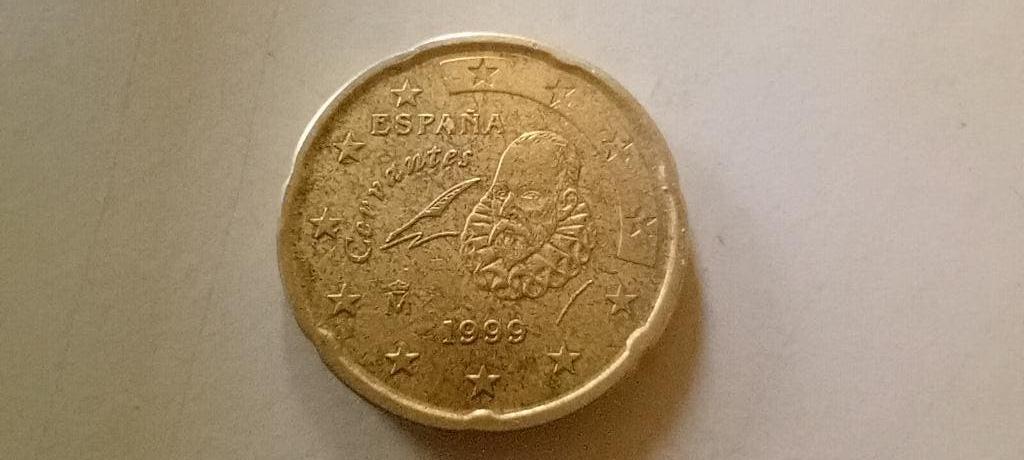 2x 20 Eurocent Spanje (1999), Postzegels en Munten, Munten | Europa | Euromunten, Ophalen, Spanje, 20 cent, Losse munt