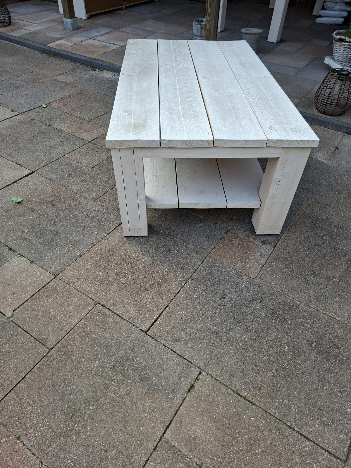 Salontafel wit hout 120x70x45 cm, Ophalen, Gebruikt, 100 tot 150 cm, 50 tot 100 cm