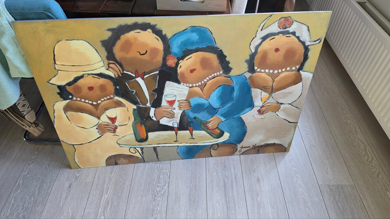 mooi schilderij dikke dames te koop., Antiek en Kunst, Ophalen, Hout, Gesigneerd