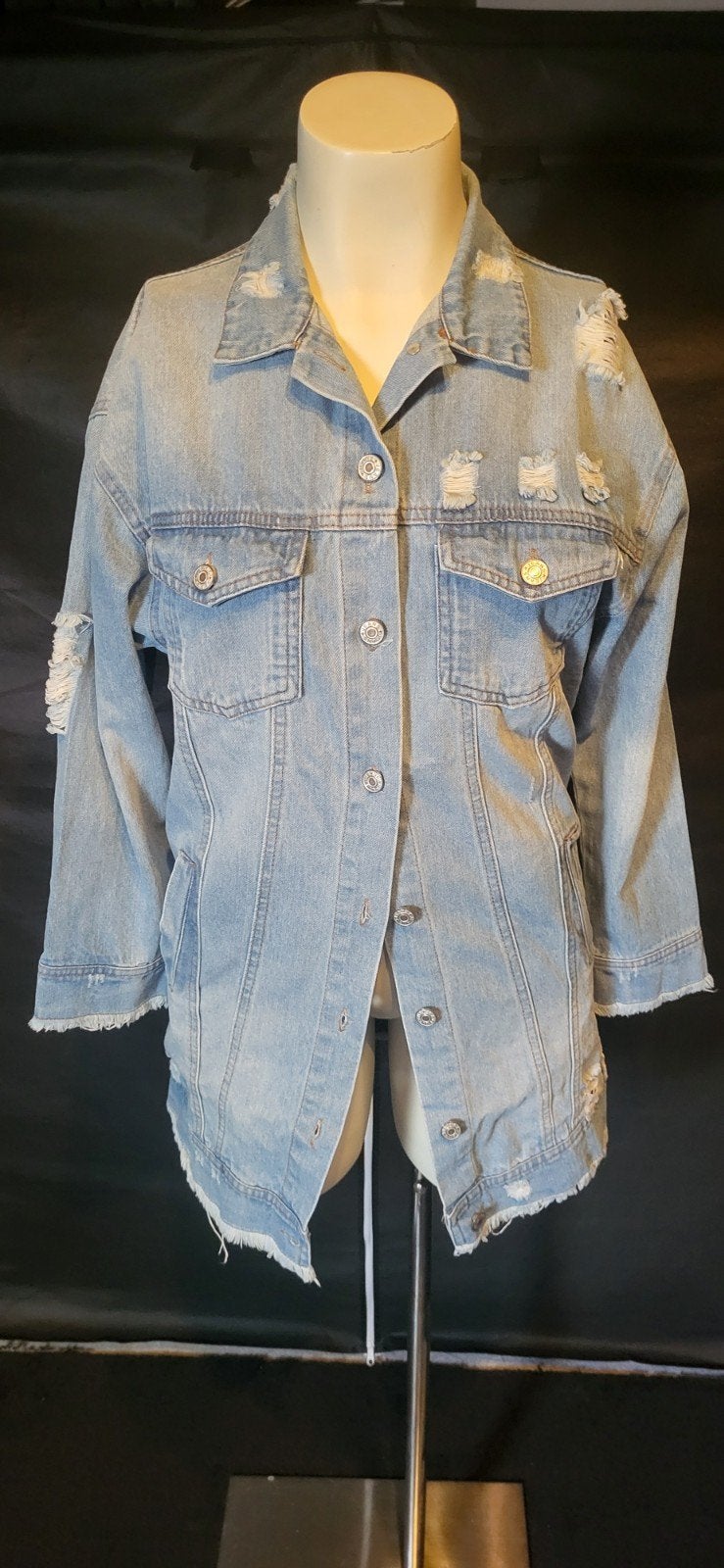 Spijkerjas blauw, Ophalen of Verzenden, Zo goed als nieuw, Maat 38/40 (M), Blauw