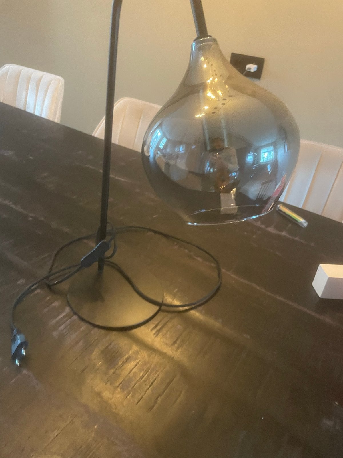 Moderne tafellamp met glazen kap 50cm hoog, Ophalen, Zo goed als nieuw, Glas, 50 tot 75 cm