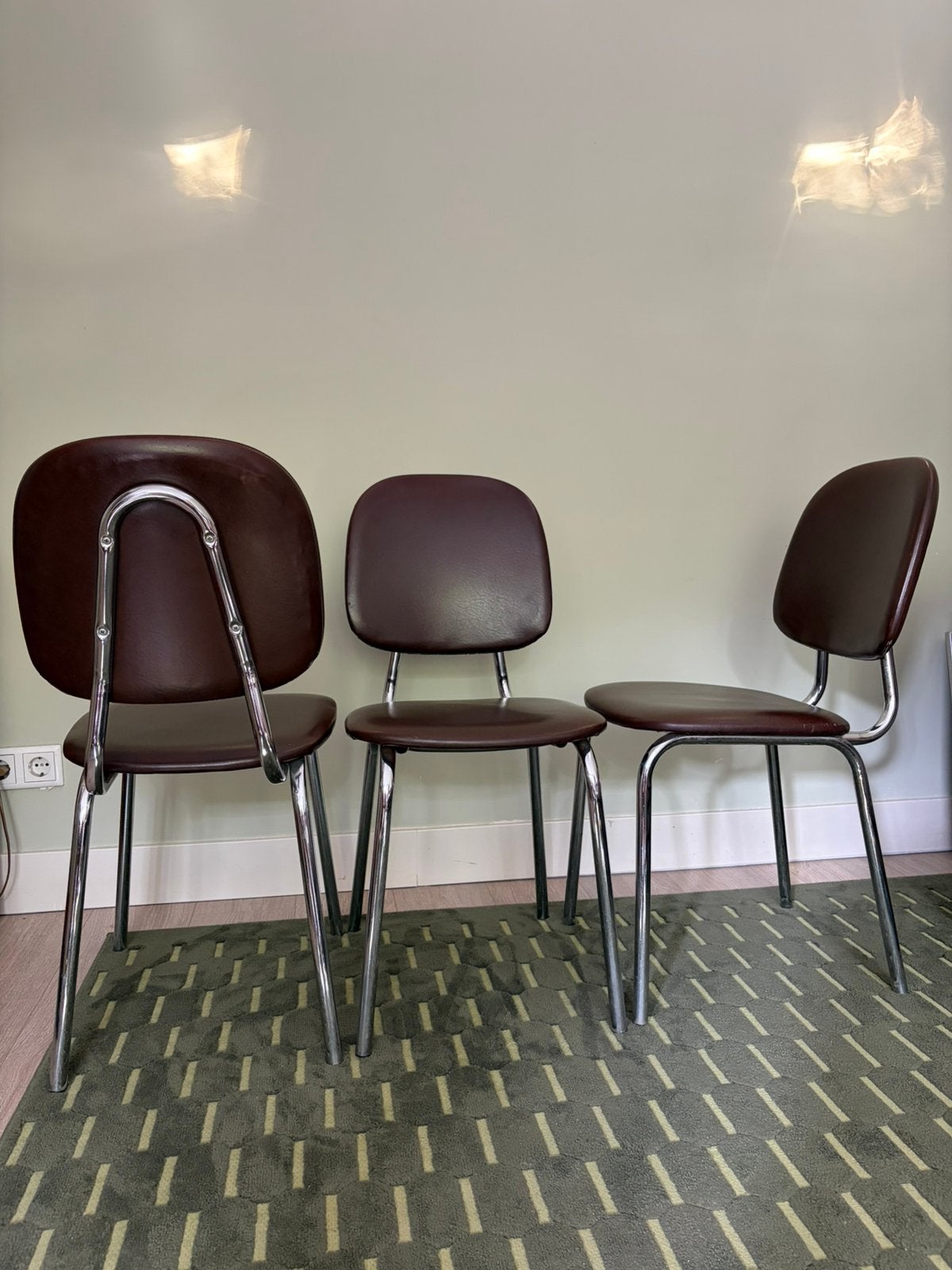 Vintage buisframe stoelen (3) – bruin skai & chroom bauhaus, Ophalen
