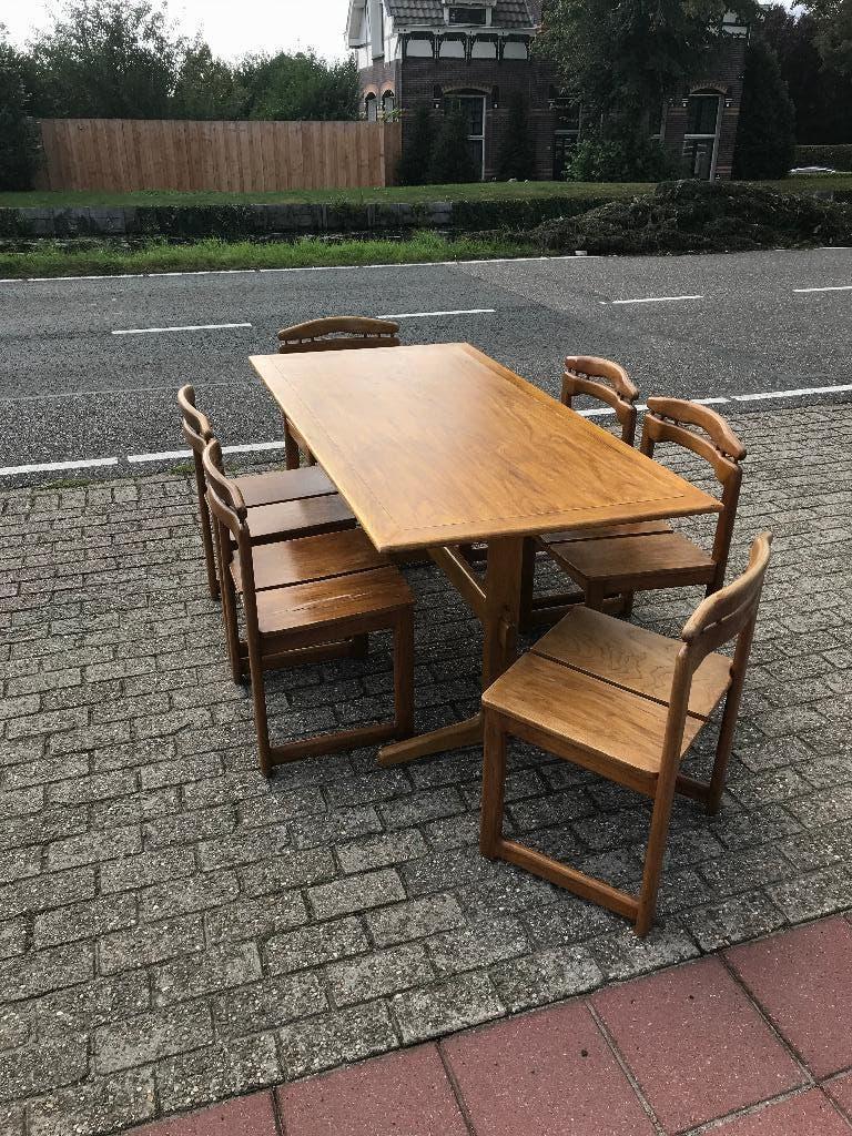 set 6 stoelen shaker tafel eettafel vintage Deens Design, Gebruikt, Bruin, Ophalen of Verzenden, Nvt