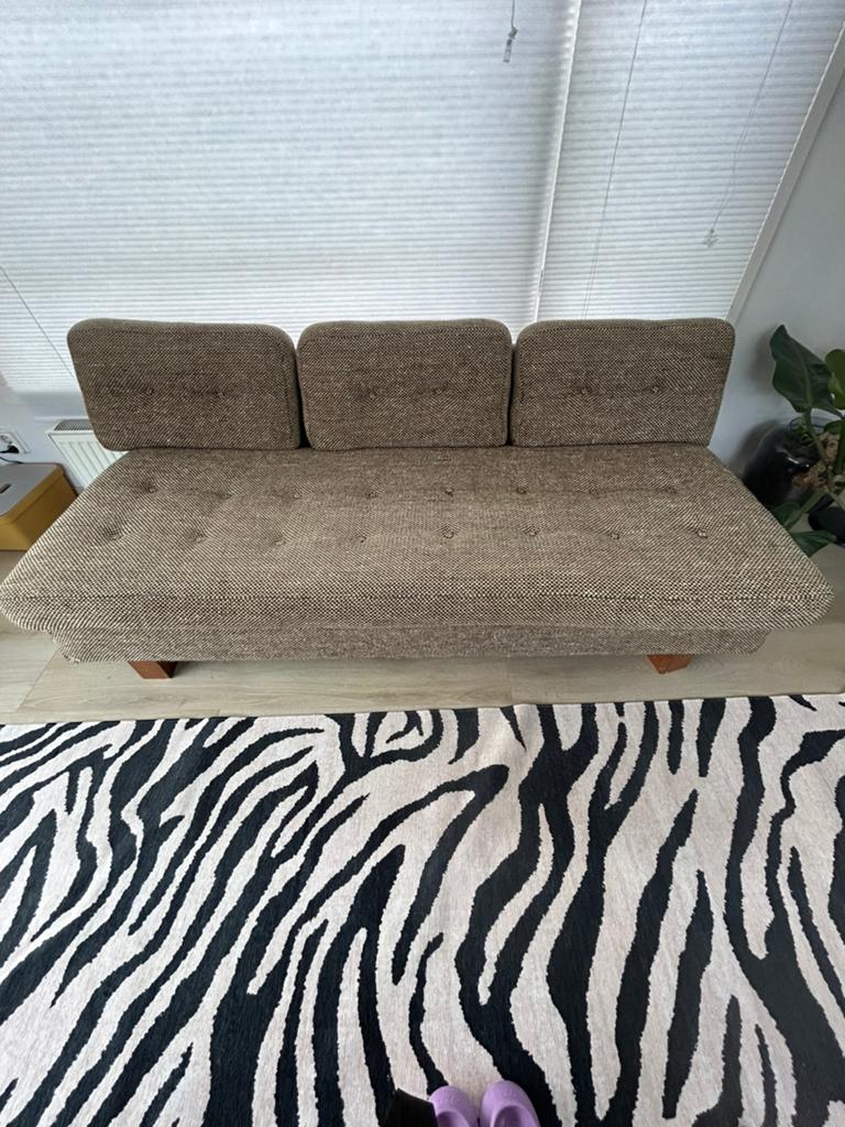 Artifort bank bruin gemeleerd wol, Ophalen, Gebruikt, Stof, Vintage