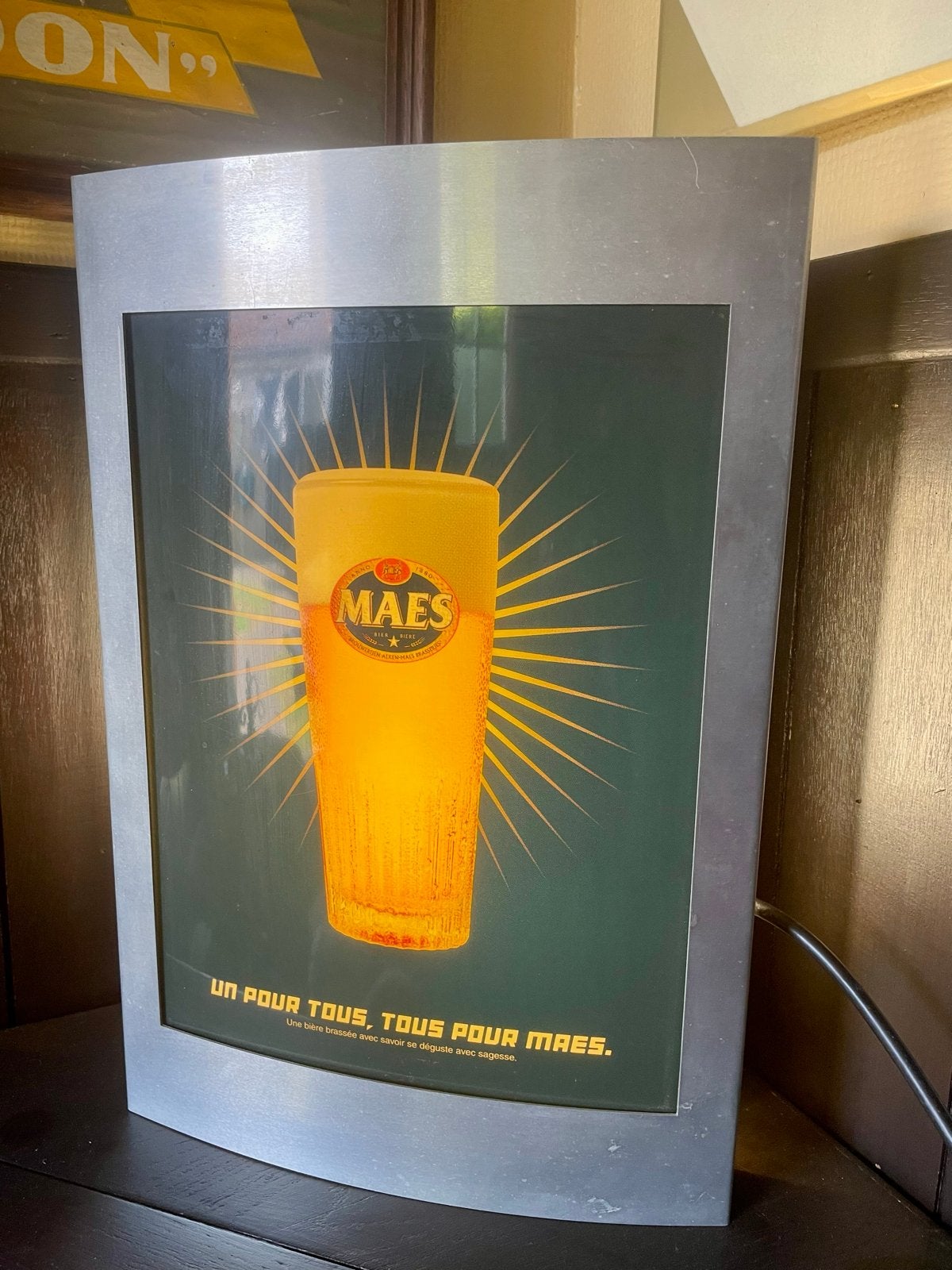 Maes Bier Reclame Lichtreclame bak., Verzamelen, Ophalen of Verzenden, Zo goed als nieuw, Reclamebord, Plaat of Schild, Overige merken