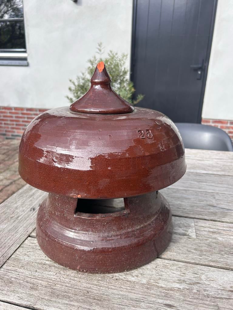 Gres schouwpot / schoorsteenpot met deksel, Ophalen