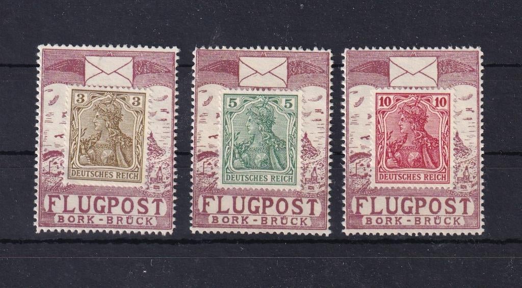 B96) 1912 Flugpost Bork Bruck Mi 1 3x €2400 MNH geen gar, Ophalen of Verzenden, Duitse Keizerrijk, Postfris
