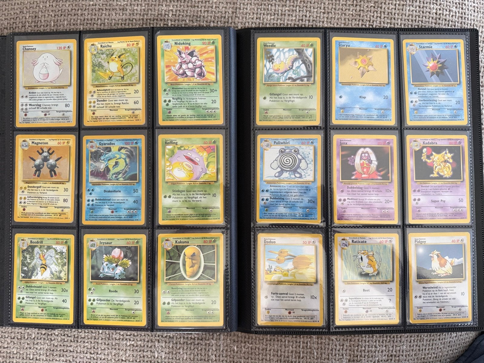 Pokémon Base Set (Nederlands) – met Holo’s– Vintage 1999, Ophalen of Verzenden, Gebruikt, Meerdere kaarten